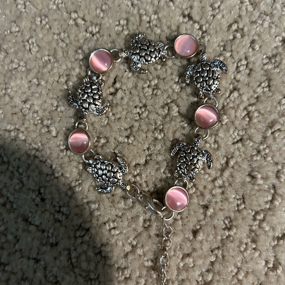 Silver and Pink Beaded Filigree Bracelet - Picture 1 of 1